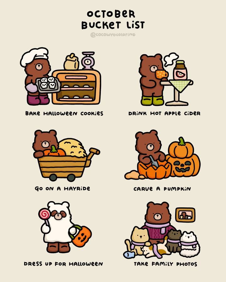 An October bucket list coloring freebie